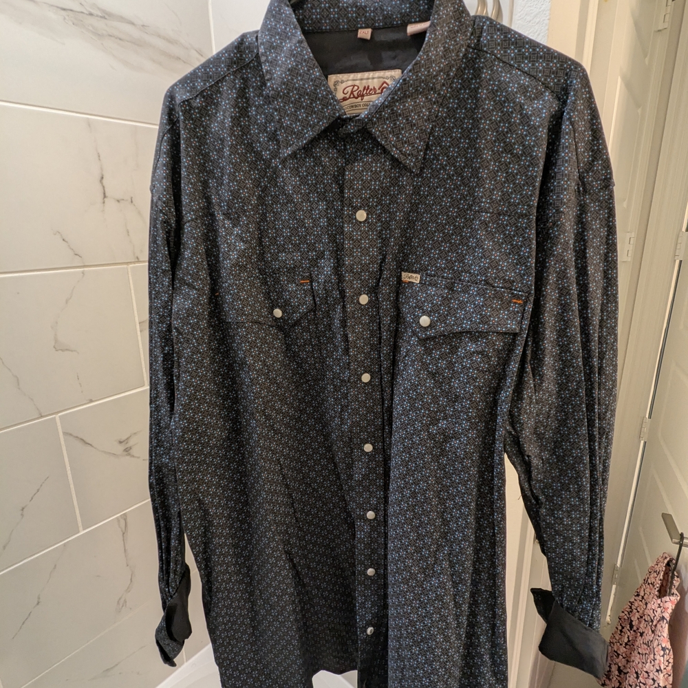 Rafter C Stylish Black Patterned Men's Shirt